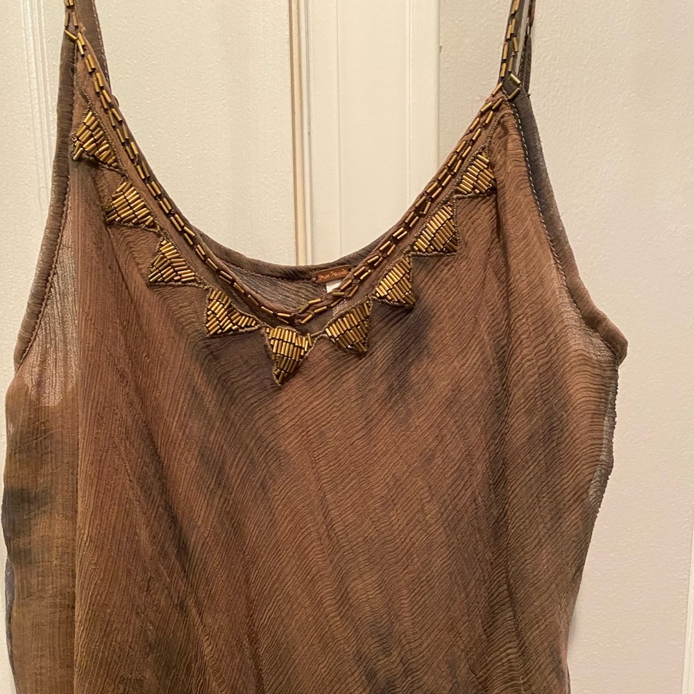Free People Tie-dye Embroidered Tank